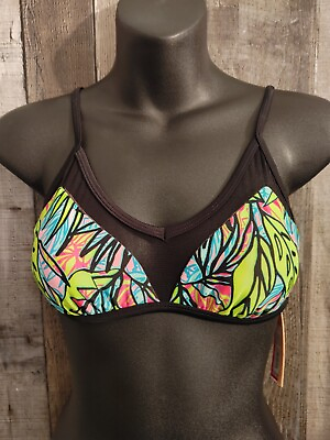 #ad Xhilaration Women#x27;s Size S Green Multicolor Swim Bathing Suit Bikini Top $5.00