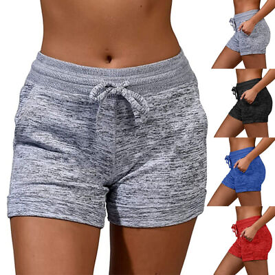 Women Sports Yoga Solid Shorts Ladies Elastic Waist Casual Beach Short Hot Pants $12.29