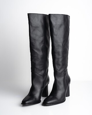 #ad #ad Zara Womens Boots Black Leather Knee High Heeled US 8 EU 39 1027 010 NWOT $92.00