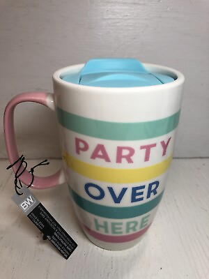 #ad “party over here” boston warehouse Ceramic 18oz coffee Travel mug $8.99