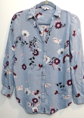 #ad Candie#x27;s Shirt Womens Medium Floral Birds Button Up Long Sleeve Festival Boho $14.00
