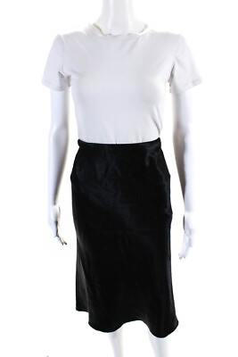 #ad Vince Womens Elastic Waistband Satin Midi Pencil Skirt Black Size Medium $42.69
