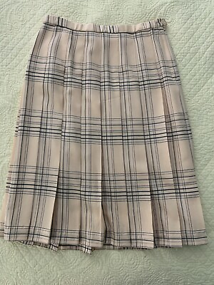 #ad VTG Pendleton Womens Wool Plaid Pleated Midi Skirt Size 14 Vintage USA Yellow $26.99