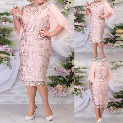 #ad Plus Size Women Swing Sleeve Midi Dress Evening Cocktail Formal Party Dresses $35.95