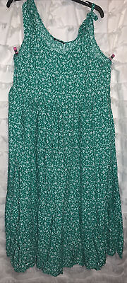 #ad BloomChic Midi Sundress Womens Size 12 Ditsy Floral Boho Smocked Back Pockets $21.99