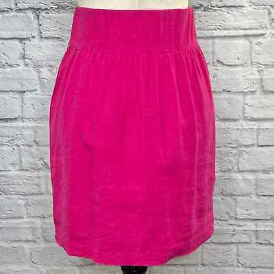 #ad Loeffler Randall High Rise Linen Blend Mini Pencil Skirt Hot Pink Women#x27;s Size 2 $25.00