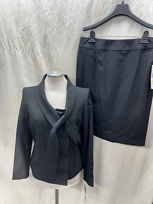 #ad LESUIT SKIRT SUIT BLACK SIZE 4 NEW WITH TAG RETAIL$240 LINED $119.99