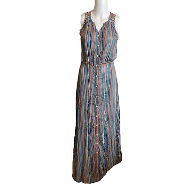 #ad CanTao Dress P Petite ￼Small Long Bohemian Maxi Boho Tropical Abstract Stripes $49.95