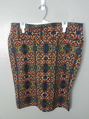 #ad #ad Lularoe Cassie Style Black Orange Aztec Print Pencil Skirt Plus Size 2XL Pull on $14.95