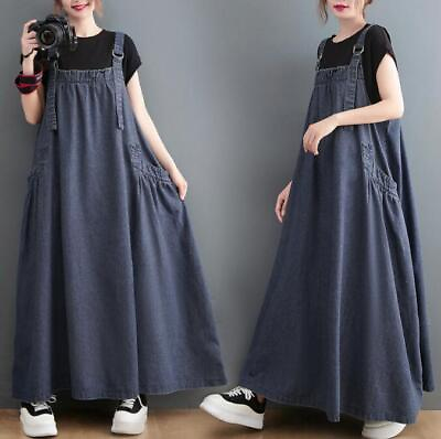 #ad Spring Summer Women#x27;s Denim dress casual Large swing skirt cotton long dresses AU $44.55