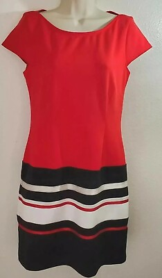 #ad Laundry By Shelli Segal Red Party Dress Short Sleeve Bodycon Cocktail Dress Sz 4 $22.00