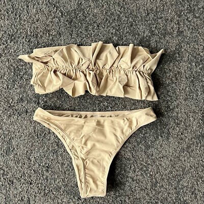 #ad ruffle bandeau bikini set $14.99