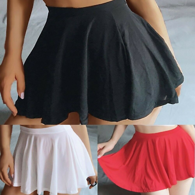 #ad Women High Waist Pleated Short Dress Casual Tennis Style Skater Mini Skirt $11.99
