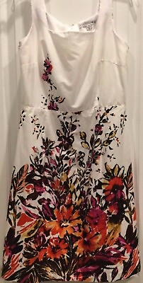#ad Madison Leigh Womens Light Bright Sun Dress Size 8 White Black Pink Back Zip 178 $17.99