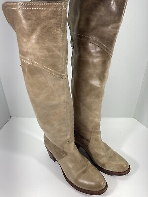 #ad FRYE Jane Tall Boots Women Size 8 B Cuff Stone Burnished Leather 77594 Western $62.95