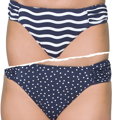 #ad TOMMY BAHAMA SEA SWELL REVERSIBLE SIDE SHIRRED HIPSTER BIKINI SWIMSUIT BOTTOMS M $14.99