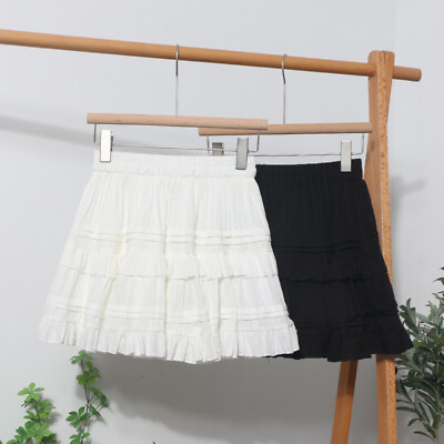 Summer Fluffy Skirt Short Skirt Women#x27;s High Waisted Soft Elastic Ruffled Skirt $33.04