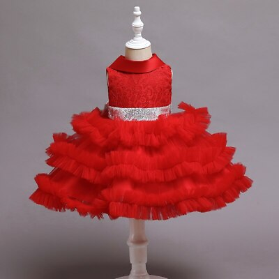 #ad Elegant Sleeveless Baby Girl 1st Birthday Party Princess Dress For Banquet Dress $37.59