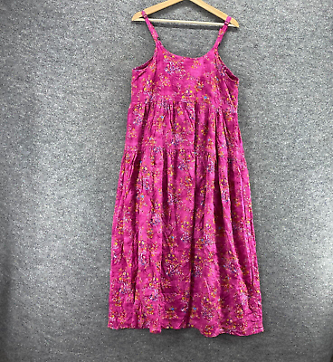 #ad Unbranded Dress Women M Medium Pink Floral Maxi Long Round Neck Sleeveless $15.19