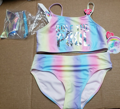 #ad b Magical 3pc Bikini Bathing Suit w Mermaid Tail Pouch quot;Rule the Poolquot; size 12 $19.99