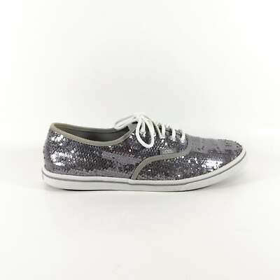 VANS Off The Wall Womens 8 Silver Sequined Sneakers Shoes $18.95