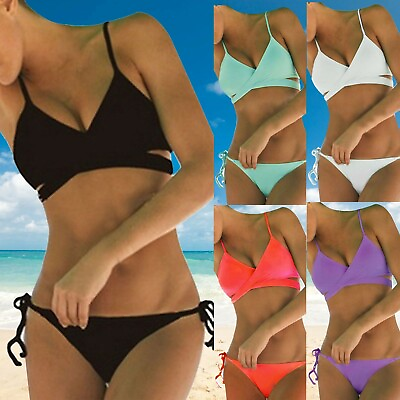#ad NEW Womens sexy Push Up Padded Bra Bandage Bikini set swimsuit Bathing suit $11.67