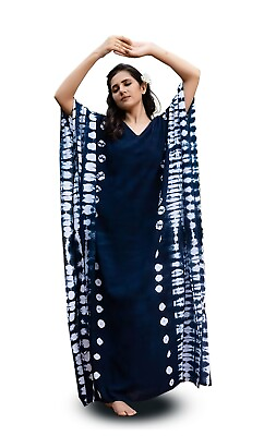 #ad #ad Boho Long Dress Caftans Plus Size Kaftan Maxi Dress INDIGO Blue $23.98