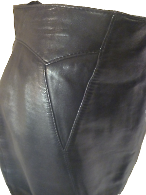 #ad Tannery West Women Genuine Black Soft Leather Lined Skirt 10 Back Slit Zipper $41.61