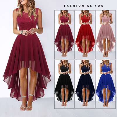 #ad Womens Sleeveless Solid Bodycon Flare Dress Ladies Lace Evening Party Gowns US $27.68