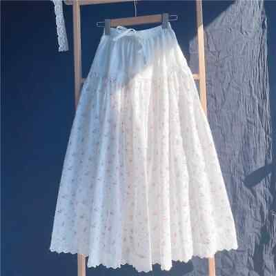 #ad Spring Summer Skirt Women A Line Thin Skirt Lace Pure Cotton Sweet Department $70.74