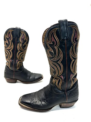 #ad Justin AQHA Remuda Series Womens Boots Black Bull Hide L7008 Size 7.5 B. NICE $82.15