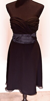 White House Black Market silk strapless black cocktail dress size 8 $28.00