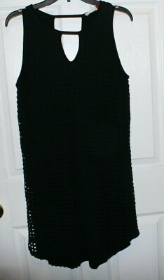 #ad Trouble at the Mill Sleeveless Crochet Black Dresses Large $27.00