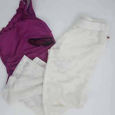 #ad NEW Swim Pants Coverup Ivory Cream Large Women NEW Mesh Lace Design $26.99