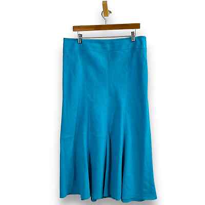 #ad Talbots Maxi Skirt Pure Irish Linen Womens Size 14 Blue Gored Hem Career Modest $38.98