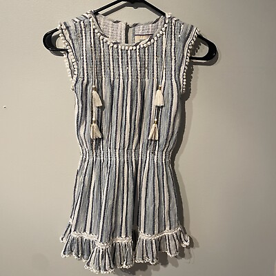 #ad Bell By Alicia Bell Blue Striped Boho Dress Girls Size 8 $39.90