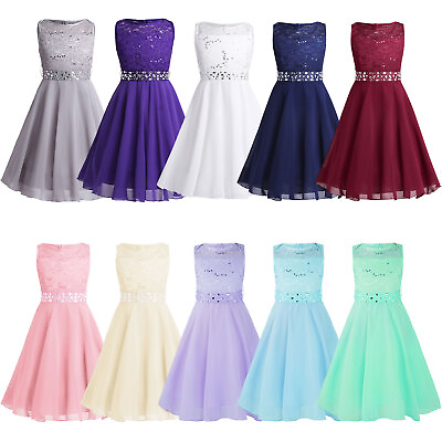 #ad Kids Girls Princess Dress High Wais Pleated Dress Evening Maxi Dress Gown Party $26.67