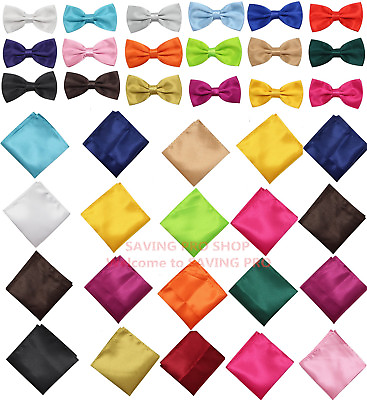 Men#x27;s Butterfly Pre tied Bow tie and Pocket Square Hanky Set Wedding Party Prom $8.45
