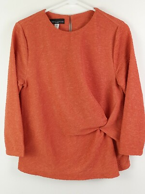 Simply Styled By Sears Women Tops 3 4 Sleeves Light Weight Orange Medium $14.99