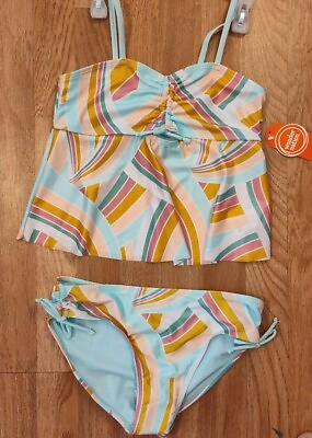 #ad Wonder Nation Girls Cinched Tankini 2pc Swimsuit Set NEW $12.55