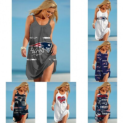 New England Patriots Lady Sundress Sleeveless Beach Slip Dress Tank Dress Summer $22.79