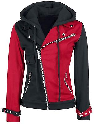 Black amp; Red Harley Womens Psychotic Quinn Biker Hoodie Cotton Jacket $64.99