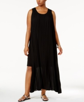 #ad NY Collection Plus Size Sleeveless Pleated Layered Maxi Dress 1X Black #4092 $12.00