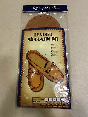 #ad NEW Real Leather Men#x27;s Moccasin Kit DIY Size M 8 9 Sealed $24.99
