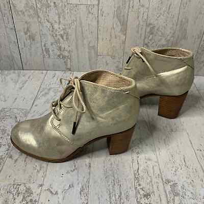 #ad #ad Toms Womens Boots Size 6.5 Silver Leather Lunata Lace Up Ankle Booties 300716 $21.00