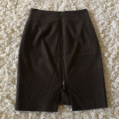 Banana Republic Womens Lined Wool Skirt Pencil Size 0 Brown Back Zip Detail $24.49