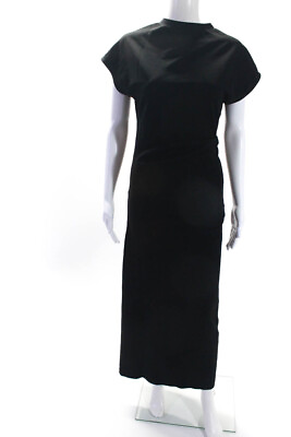 #ad MDRN Womens Stretch Crepe Sleeveless Crew Neck Fitted Maxi Dress Black Size XL $49.99