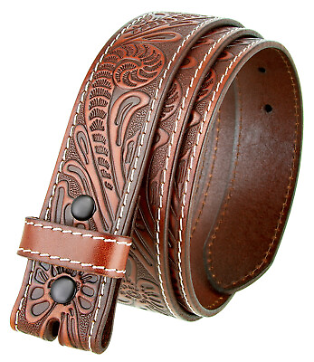 Western Floral Engraved Tooled Genuine Full Grain Leather Belt Strap 1 1 2quot; Wide $26.95
