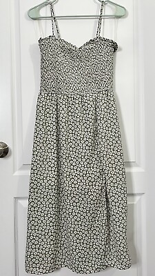Women#x27;s Juniors Floral Sweetheart Dress Size XS Ruched Spaghetti Straps $14.39