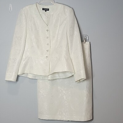 #ad JOHN MEYER COLLECTION White Skirt Suit Rhinestone buttons size 10 $185.00